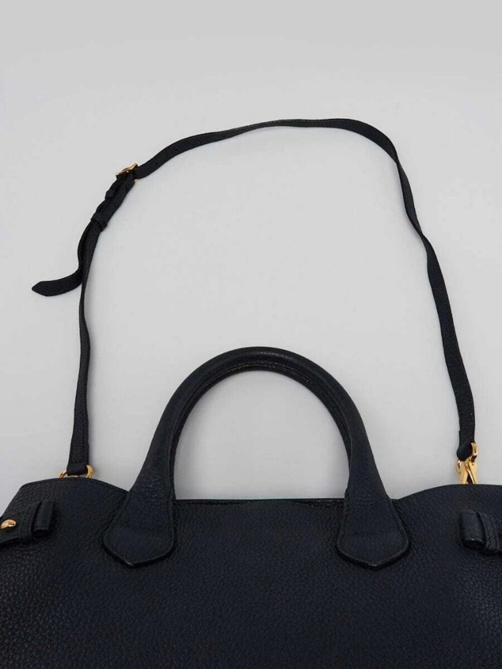 Burberry Blue Pebbled Leather House Check Medium Banner Tote Bag - Picture 10 of 12